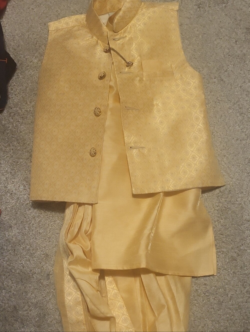 Boys Indian FESTIVE Dhoti Kurta Gold Jacket -5T